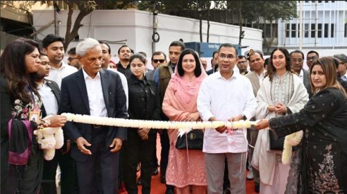 প্রধানমন্ত্রী তারেক রহমান বৃহস্পতিবার বেলা ২টায় প্রধান অতিথি হিসেবে উপস্থিত থেকে অমর একুশে বইমেলা-২০২৬ এর উদ্বোধন করেন। ছবি: প্রধানমন্ত্রীর কার্যালয়