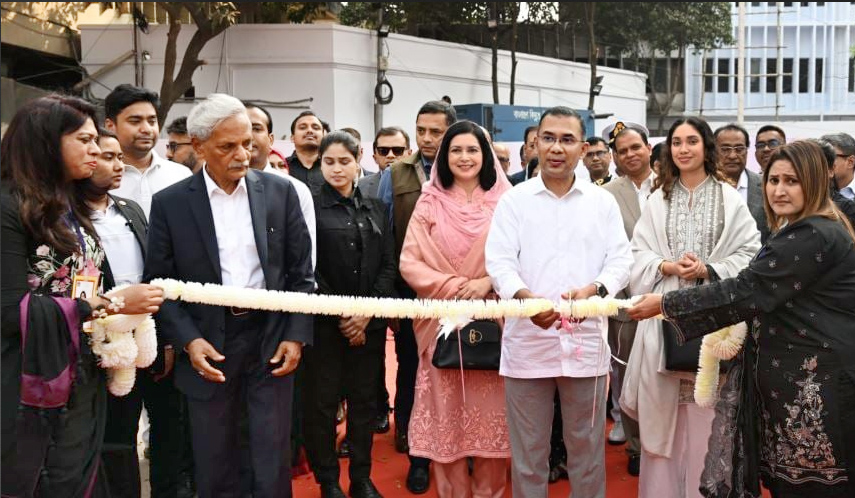 প্রধানমন্ত্রী তারেক রহমান বৃহস্পতিবার বেলা ২টায় প্রধান অতিথি হিসেবে উপস্থিত থেকে অমর একুশে বইমেলা-২০২৬ এর উদ্বোধন করেন। ছবি: প্রধানমন্ত্রীর কার্যালয়